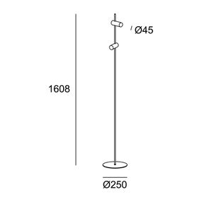 LEDS-C4 Nude Double stojaca lampa E27 sivá/čierna, Obývacia izba / jedáleň, hliník, E27, 15W, K: 160.8cm