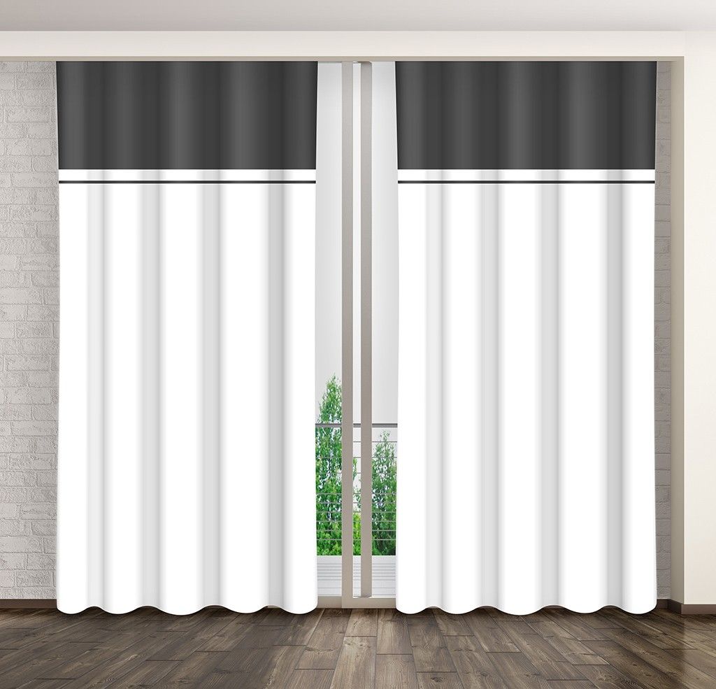 Elegantný čierno biely záves do obývačky 250cm 