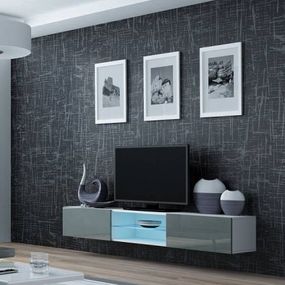 Televízny stolík Cama VIGO GLASS 180 biely mat/sivý lesk