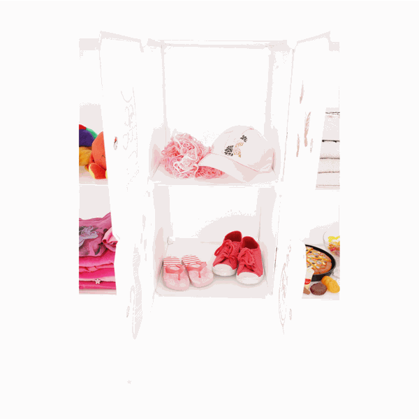Detská modulárna skrinka, biela/detský vzor, DINOS