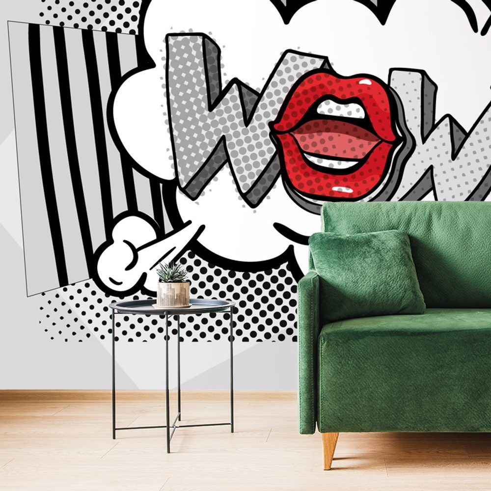 Samolepiaca tapeta štýlový šedý pop art - WOW!