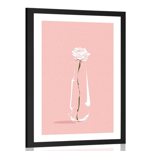 Plagát s paspartou minimalistický kvet - 20x30 silver