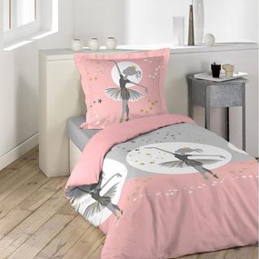 DomTextilu Kvalitné ružové detské bavlnené posteľné obliečky s baletkou 140 x 200 cm 34238