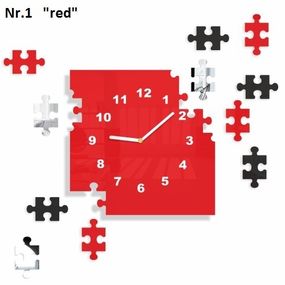 DomTextilu Nalepovacie nástenné hodiny s motívom puzzle 8691-241461