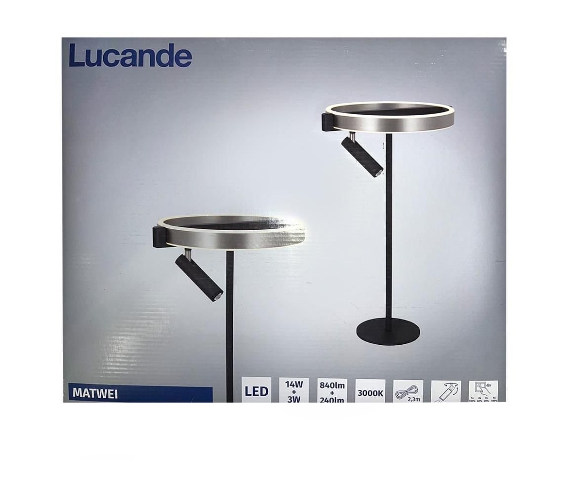 Lucande - LED Stmievateľná stojacia lampa MATWEI LED/14W/230V + LED/3W/230V