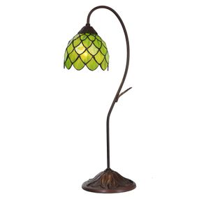 Clayre&Eef Stolová lampa 5LL-6045, zelená, štýl Tiffany, Obývacia izba / jedáleň, kov, sklo, E14, 40W, K: 60cm