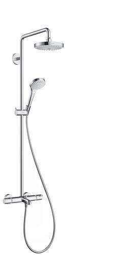 HansGrohe Croma Select S - Termostatická vaňová batéria Showerpipe 180 s príslušenstvom, 2 prúdy, biela/chróm 27351400