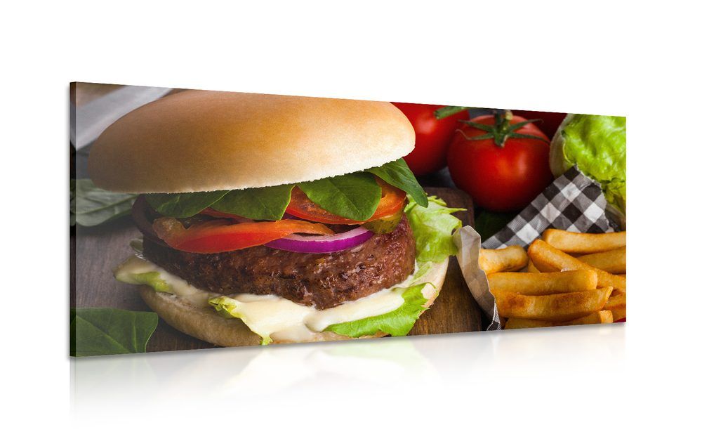 Obraz americký hamburger - 120x60