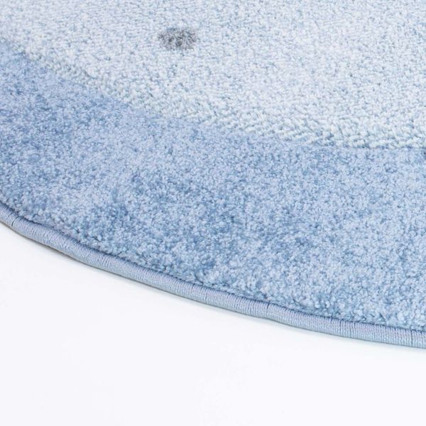 DomTextilu Krásny modrý okrúhly koberec biela labuť 41705-196967