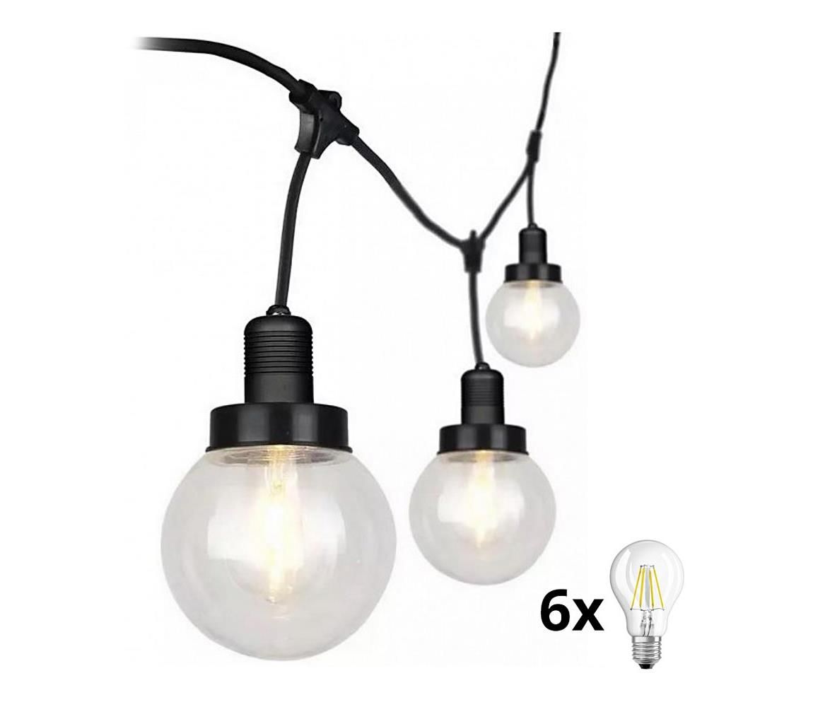 Záhradné závesné svietidlo PREMIUM STRING 3m 6xE27/60W/230V IP65