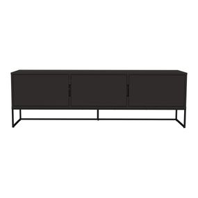 Čierny TV stolík s tromi dvierkami Tenzo Lipp, 176 x 57 cm