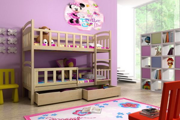 Detská poschodová posteľ z MASÍVU 200x90cm bez šuplíku - PP005