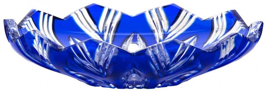 krištáľový tanier Lotos, farba modrá, priemer 145 mm