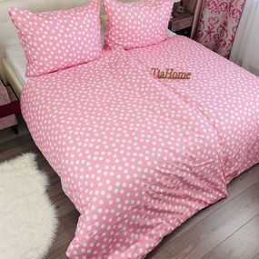 Obliečky bavlnené Dots ružové TiaHome - Detský set 130x90cm + 65x45cm