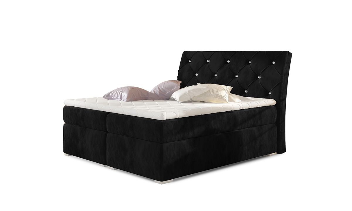 Čalúnená manželská posteľ s úložným priestorom Beneto 160 - čierna (Kronos 07)