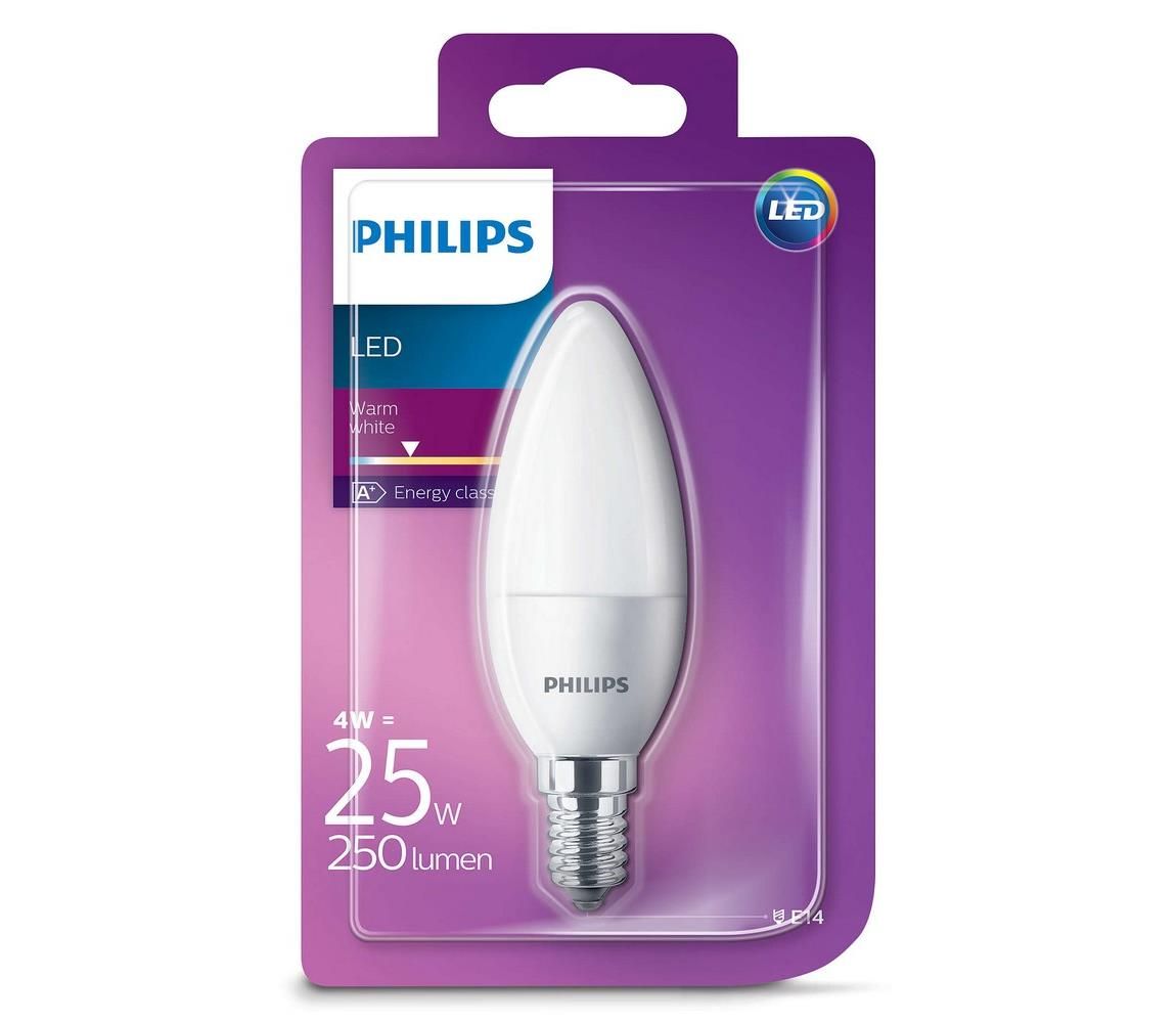 LED sviečka Philips E14/4W/230V - CANDLE mliečna