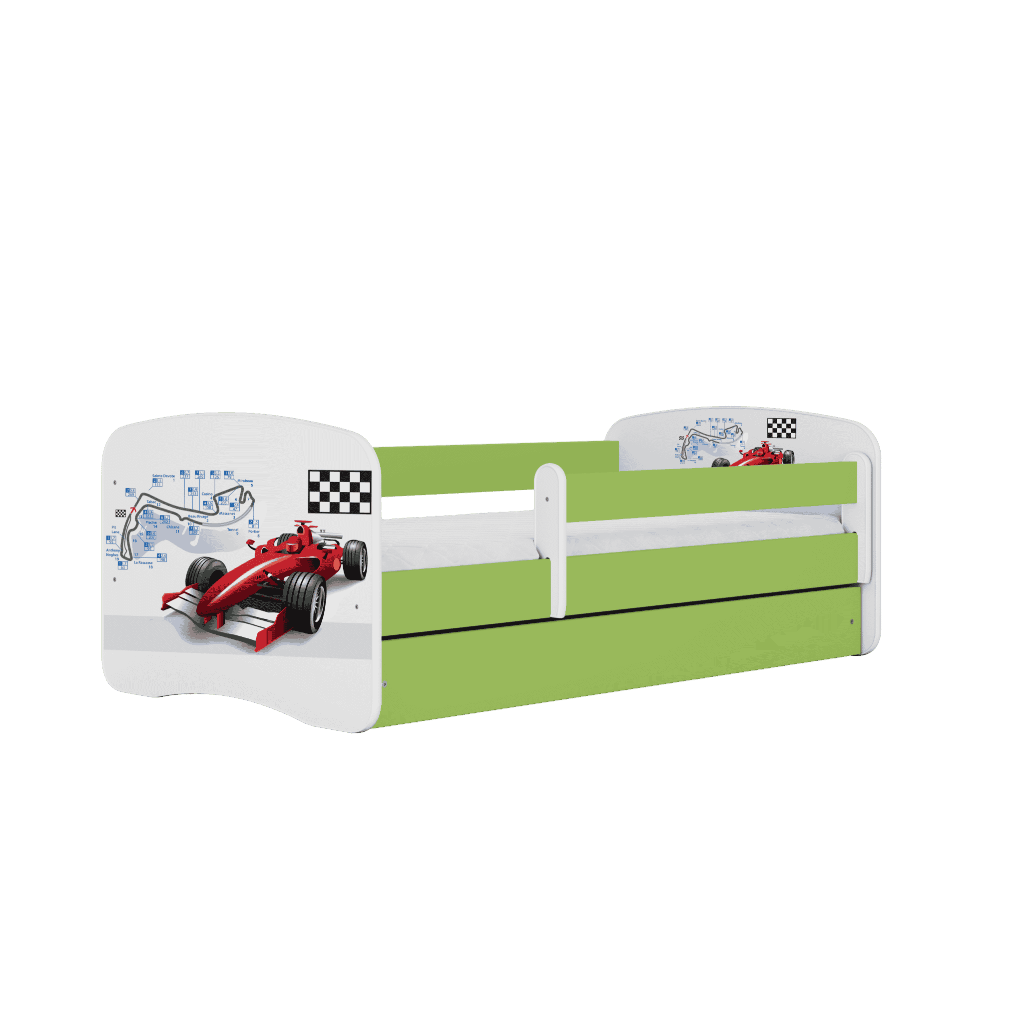 Letoss  Detská posteľ BABY DREAMS 180/80 - Formula Zelená S matracom S uložným priestorom