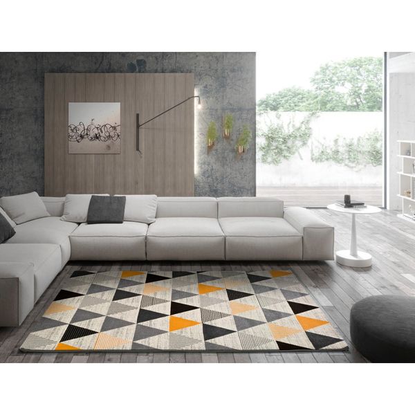 Sivo-oranžový koberec Universal Leo Triangles, 80 x 150 cm
