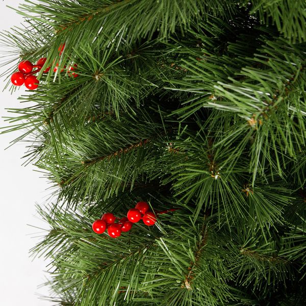 DomTextilu Nádherná umelá vianočná borovica s červenou jarabinou 150 m 47455
