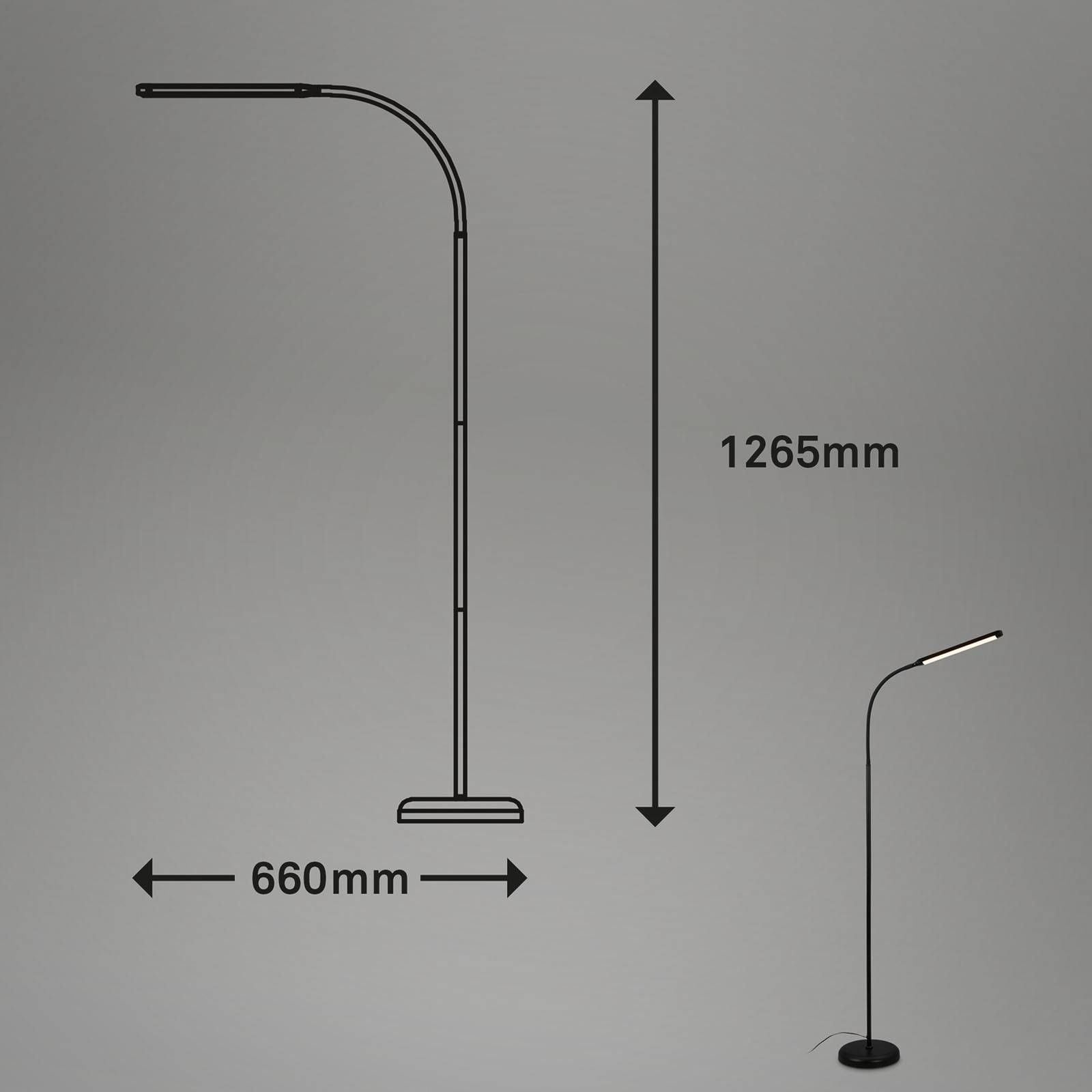 Briloner LED lampa Pivaz nastaviteľná touchdim čierna, Obývacia izba / jedáleň, plast, kov, 6W, K: 126.5cm