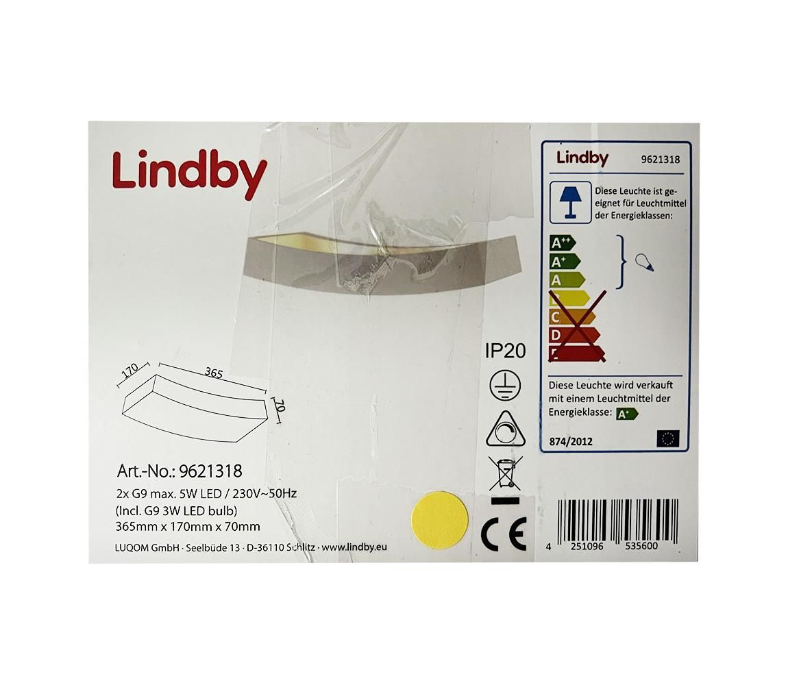 Lindby - LED Nástenné svietidlo TIARA 2xG9/3W/230V