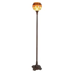 Clayre&Eef Niley – stojaca lampa v štýle Tiffany, Obývacia izba / jedáleň, sklo, kov, E27, 60W, K: 184cm