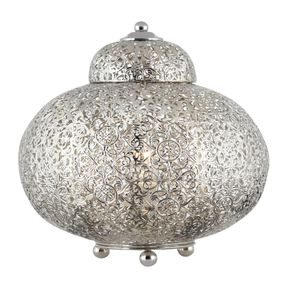 Searchlight Stolná lampa Moroccan Fretwork v niklovom lesklá, Obývacia izba / jedáleň, kov, E27, 60W, K: 26cm