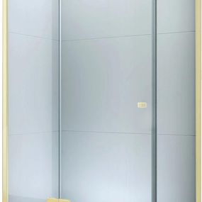 MEXEN/S - Roma sprchovací kút 110x80 cm, kyvný, číre sklo, zlatý + vanička 854-110-080-50-00-4010