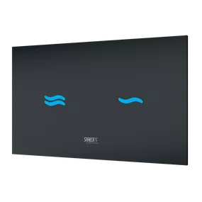 Sanela - Elektronický dotykový splachovač WC s elektronikou ALS do montážneho rámu SLR 21, farba skla REF 9005 čierna, podsvietenie modré, 24 V DC