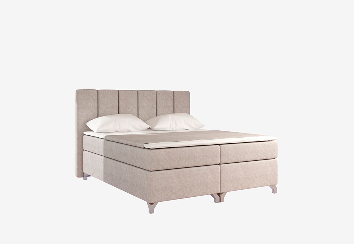 Čalúnená manželská posteľ s úložným priestorom Barino 160 - béžová (Dora 21)