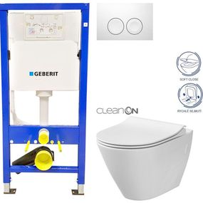 GEBERIT DuofixBasic s bielym tlačidlom DELTA21 + WC CERSANIT CLEANON CITY 458.103.00.1 21BI CI1