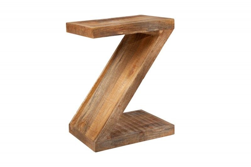 Estila Masívny príručný stolík Sheesham z mangového dreva v tvare písmena Z 45cm