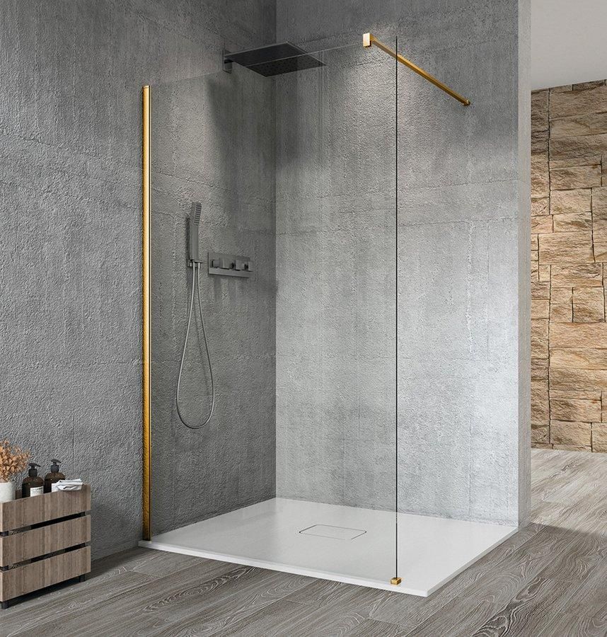 GELCO - VARIO GOLD MATT jednodielna sprchová zástena na inštaláciu k stene, číre sklo, 900 mm GX1290-01