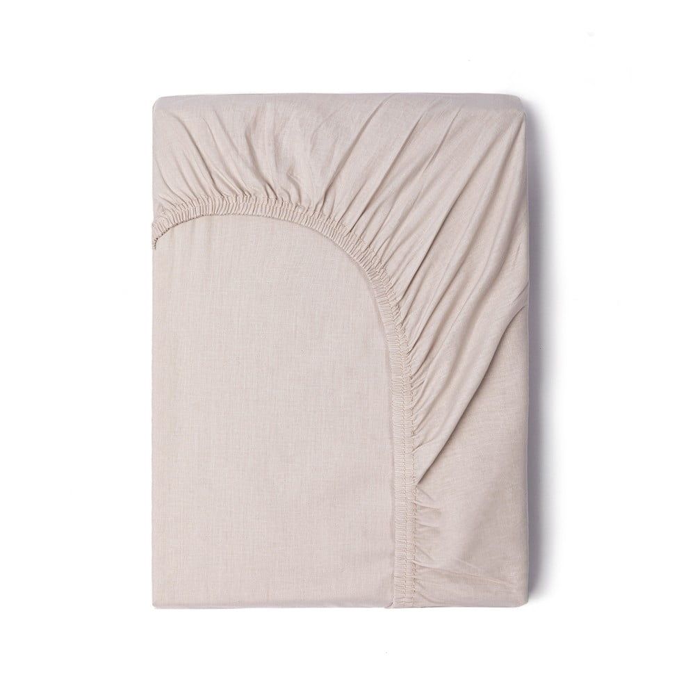 Béžová bavlnená elastická plachta Good Morning, 160 x 200 cm