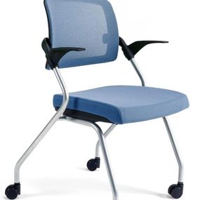bestuhl -  BESTUHL Konferenčná rokovacia stolička U20 BLACK modrá svetlá na kolieskách