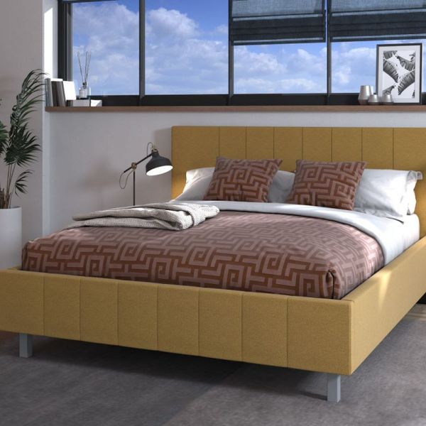 Manželská posteľ 160x200cm camilla - žltá/sivé nohy