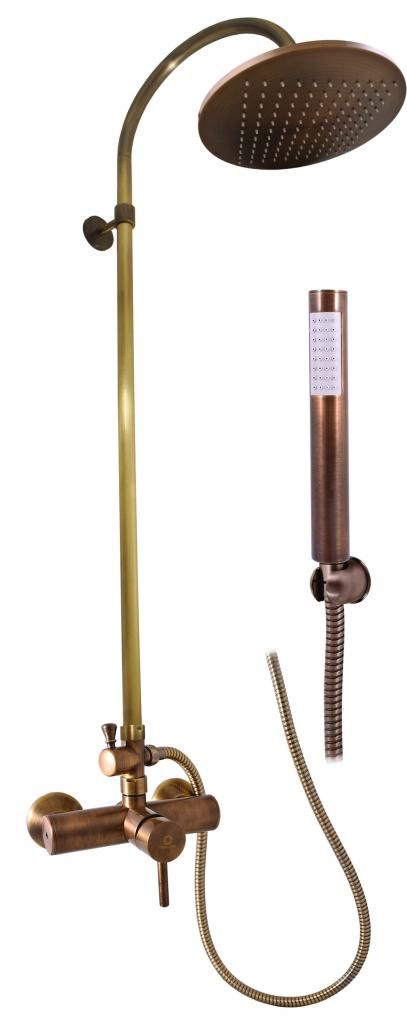 SLEZAK-RAV - RAV - RAV - Vodovodná batéria sprchová SEINA s hlavovou a ručnou sprchou - stará mosadz, Farba: stará mosadz, Rozmer: 150 mm SE982.5/3SM
