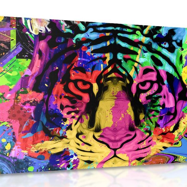 Obraz farebná tigria hlava - 120x80