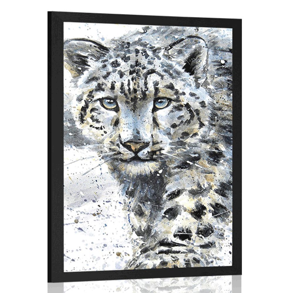 Plagát kreslený leopard - 30x45 white