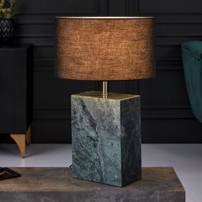 Estila Art deco stolná lampa Miracul v zelenom prevedení s mramorovou obdĺžnikovou podstavou 55cm