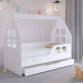 DomTextilu DomTextilu Očarujúca detská posteľ su šuflíkom 140 x 70 cm bielej farby v tvare domčeka  Biela 46414 46414