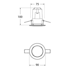 Fumagalli LED downlight Teresa 90, GU10, CCT, 3, 5 W, čierna, Kúpeľňa, živica, PMMA, GU10, 3.5W