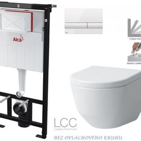 ALCADRAIN Sádromodul - predstenový inštalačný systém s bielym tlačidlom M1710 + WC LAUFEN PRO LCC RIMLESS + SEDADLO AM101/1120 M1710 LP2