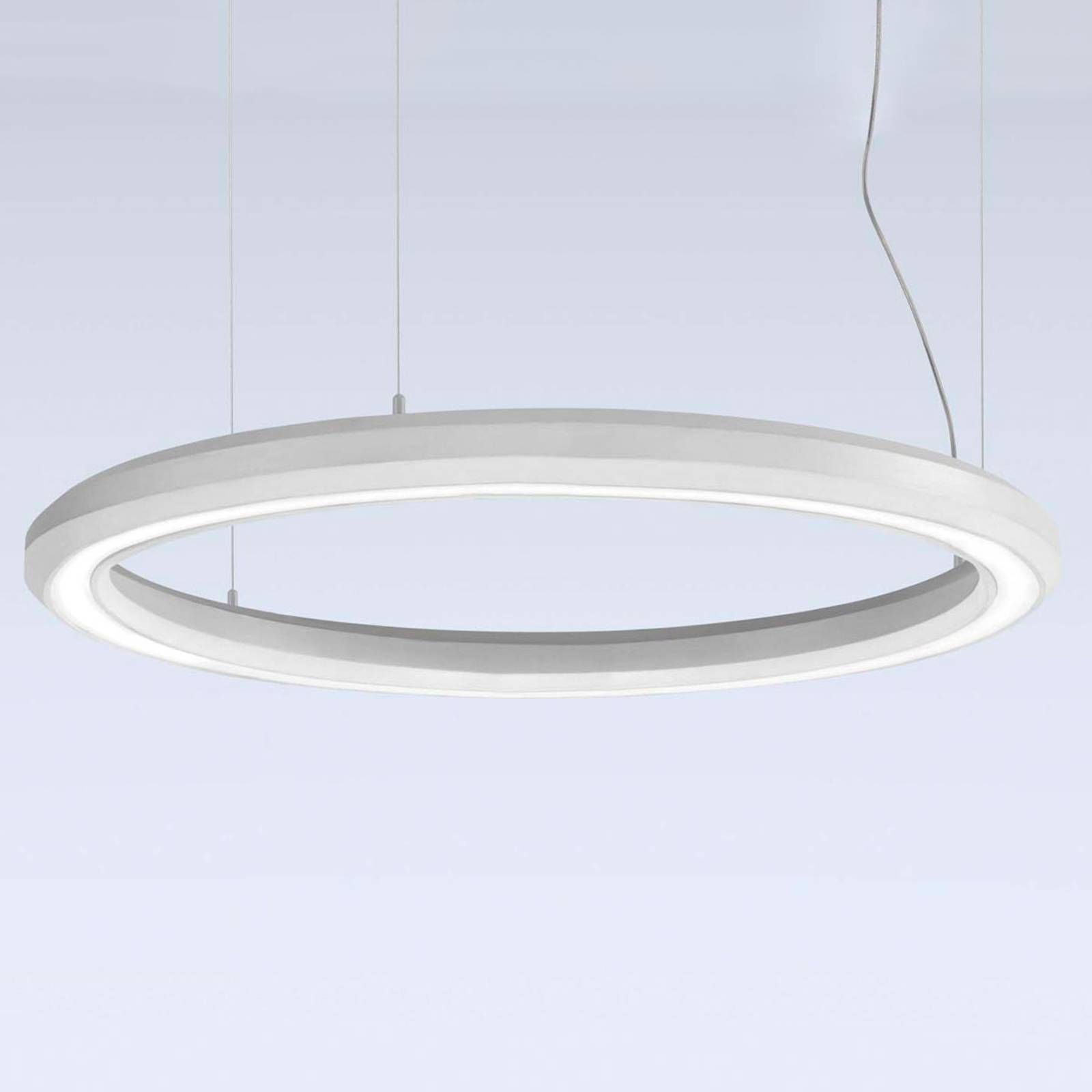 Marchetti Závesné LED svietidlo Materica dole Ø 90 cm biele, Obývacia izba / jedáleň, betón, 68W, K: 6.5cm