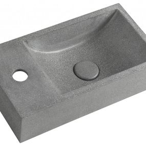 SAPHO - CREST L betónové umývadlo vrátane výpuste, 40x22 cm, čierny granit AR403