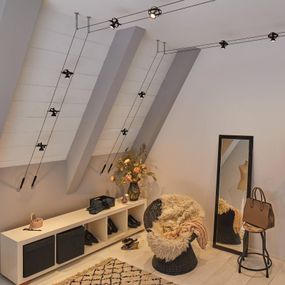 Paulmann Wire basic set lanko bez svetiel čierna, Obývacia izba / jedáleň, plast, P: 600 cm