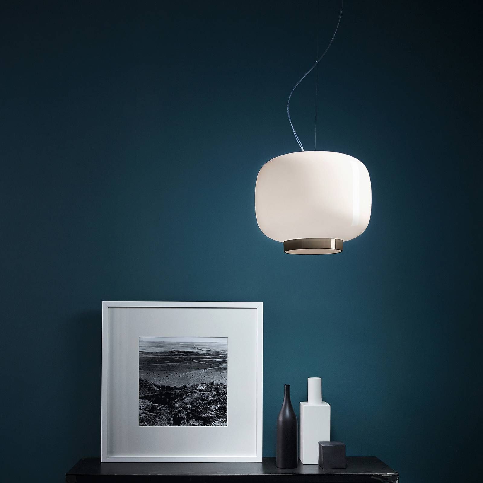 Foscarini MyLight Chouchin Reverse 3 biela/sivá, Kuchyňa, fúkané sklo, lakované, E27, 21W, K: 25cm