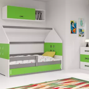 Domčeková posteľ DOMI 160x80cm - Grafitová - Zelená