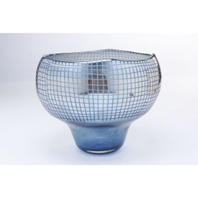 KARE Design Modrá skleněná váza Grid Luster Blue 28cm