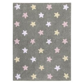 Lorena Canals koberce Ručne tkaný kusový koberec Tricolor Stars Grey-Pink - 120x160 cm